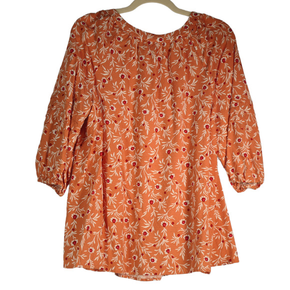 Isabel Maternity Blouse Womens Large Floral Textured Square Neck 3/4 Sleeve Top - Picture 7 of 12